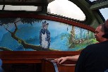 A mural in the dome car of a Harpy Eagle